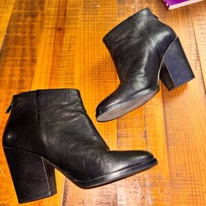 Anne Cole Black Leather Ankle Booties
